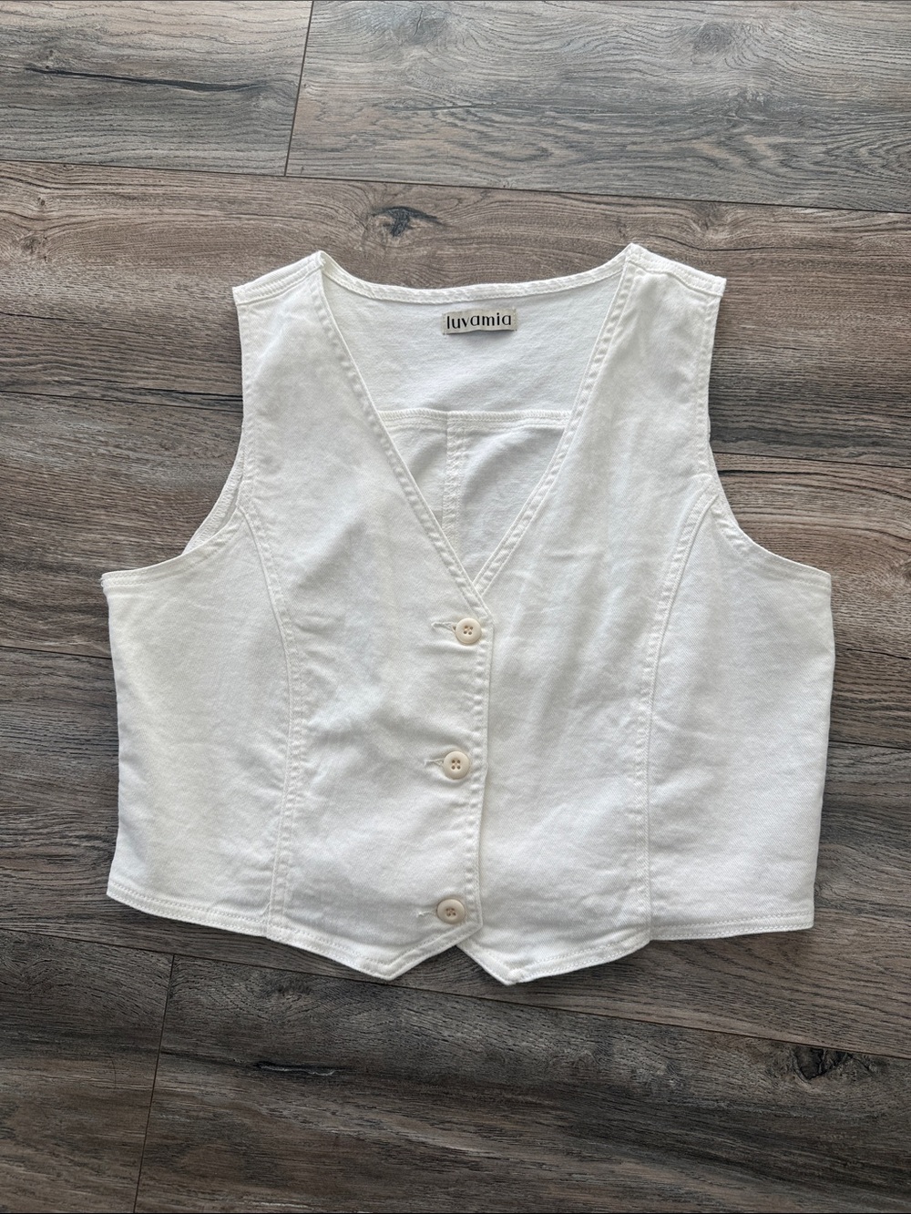 White Button-Front Crop Vest